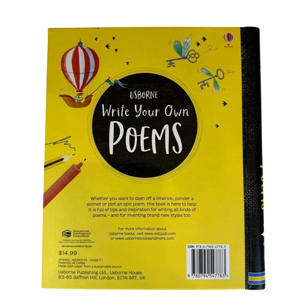 Usborne Write Your Own Poems Activity Book Hardcover Spiral Bound 9780794547783